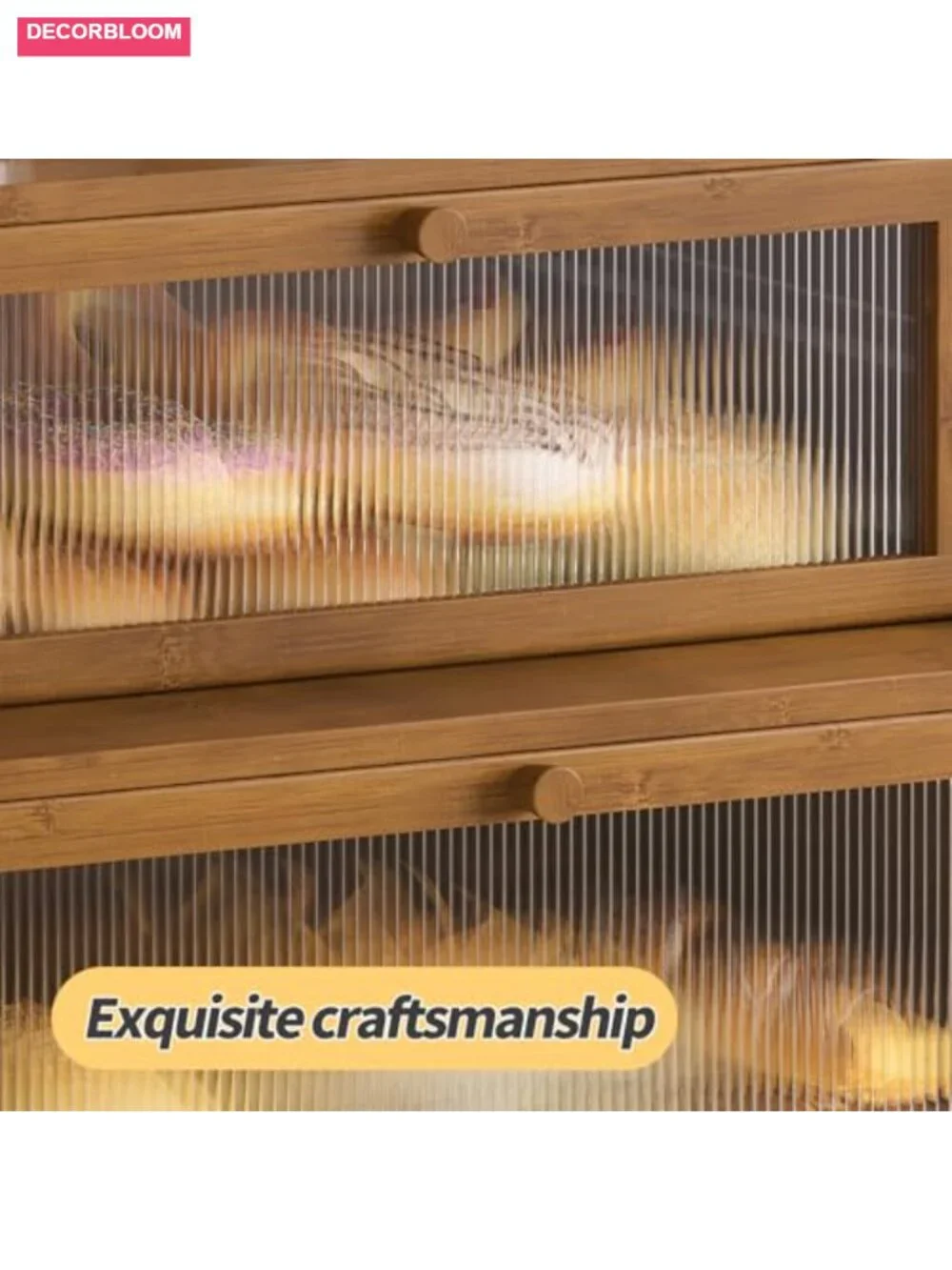 Double Layer Bamboo Bread Box with Window